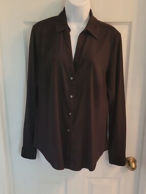Ann Taylor Black Blouse with Subtle Sheen